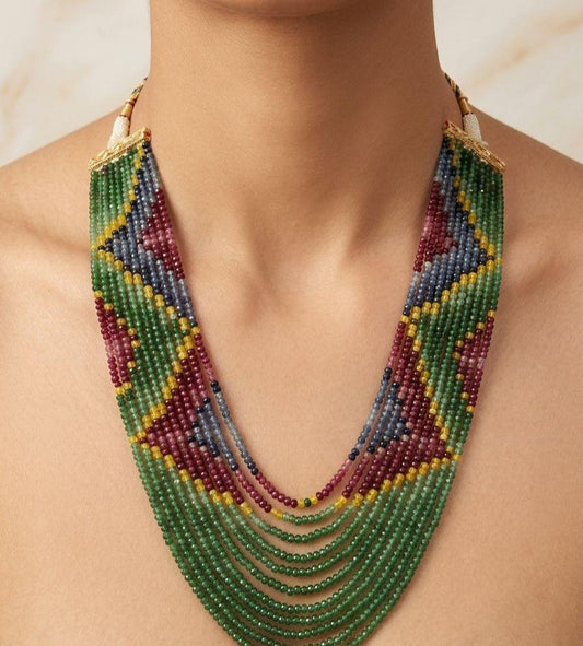 Multi Mala Semi Precious Gemstone Beads Mala 11 Lines 24 Inches | Best Quality