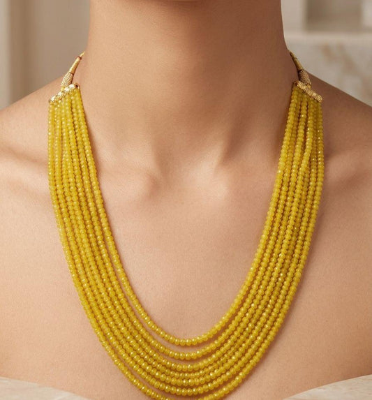 Yellow Onyx Mala 7 Lines | Semi Precious Gemstone Beads | Best Quality