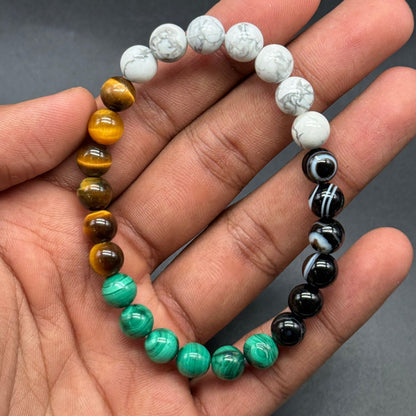 tiger eye howlite malachite black banded agate custom bracelet by gemkrishna