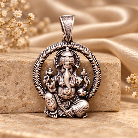 925 Silver Lord Ganesh Atharva Large Pendant – 14 g (New Beginnings & Wisdom)