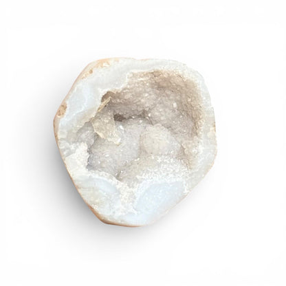 White Druzy Agate Geode (Small) – Raw Crystal Cluster (Protection and Positive Energy)