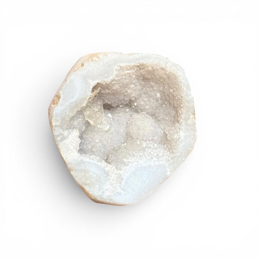 White Druzy Agate Geode (Small) – Raw Crystal Cluster (Protection and Positive Energy)