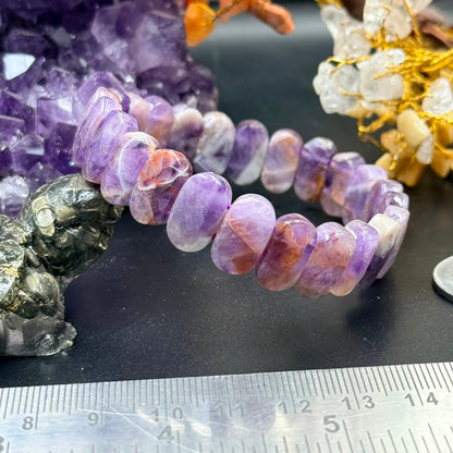 Chevron Amethyst Flat Oval Bead Bracelet (Calmness & Intuition)