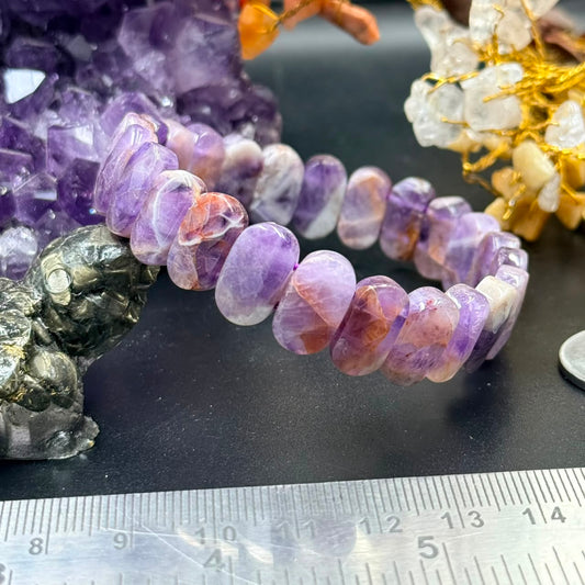 Chevron Amethyst Flat Oval Bead Bracelet (Calmness & Intuition)