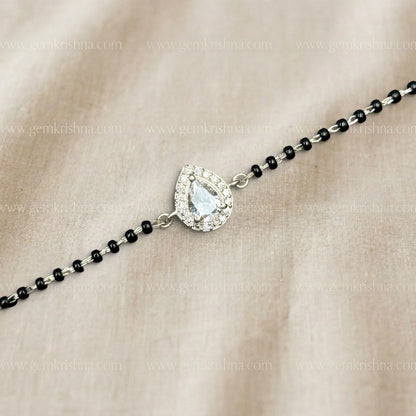 Pear Shape 925 Silver Bracelet with Black Onyx 3 Gram