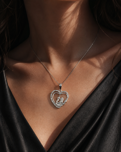 Couple's Heart Pendant with Moissanite in 925 Silver – 0.34 Carat | Gemkrishna