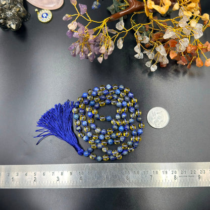 6mm Lapis Lazuli & Citrine Jaap Mala (Wisdom & Abundance)