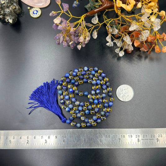 6mm Lapis Lazuli & Citrine Jaap Mala (Wisdom & Abundance)