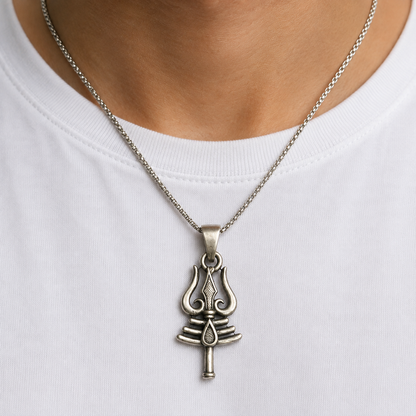 925 Silver Trishul Tripundra Tilak Pendant (Protection, Courage & Inner Balance)