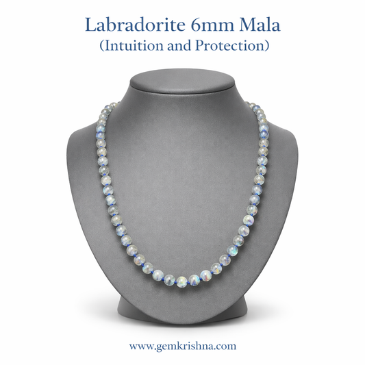 AAA Quality Labradorite 6mm 108+1=109 Beads Mala (Intuition and Protection) premium GemKrishna product cover