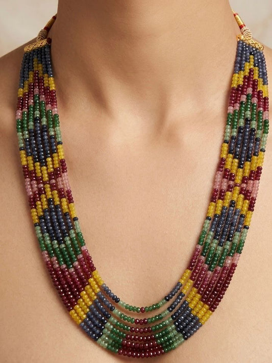 Multi Mala Semi Precious Gemstone Beads Mala 7 lines