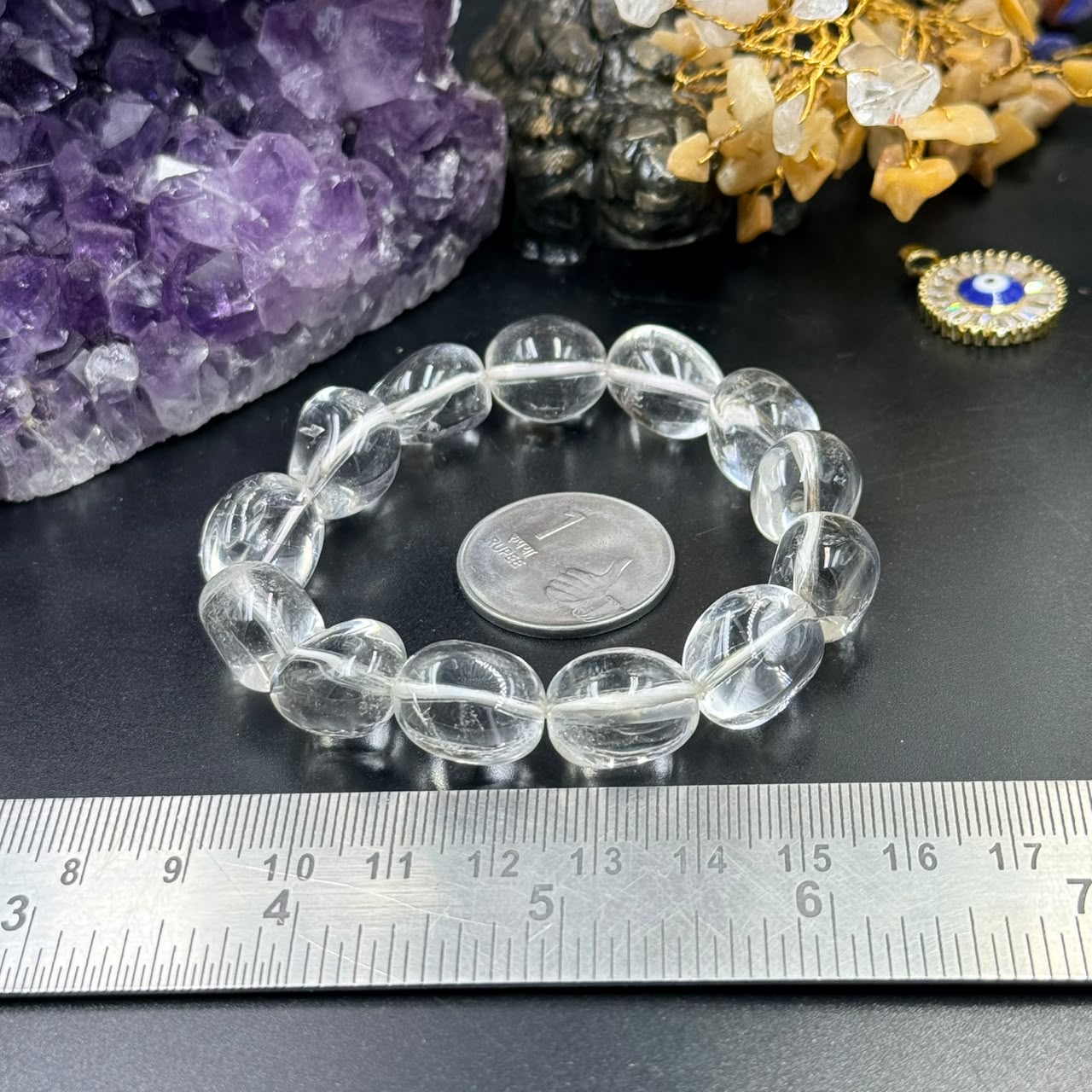 Clear Quartz Sphatik Tumble Bracelet (Clarity & Positive Energy)