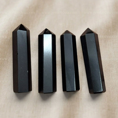 Black Tourmaline Pencil Tower Wand 3–4 Inch (Protection and Grounding)