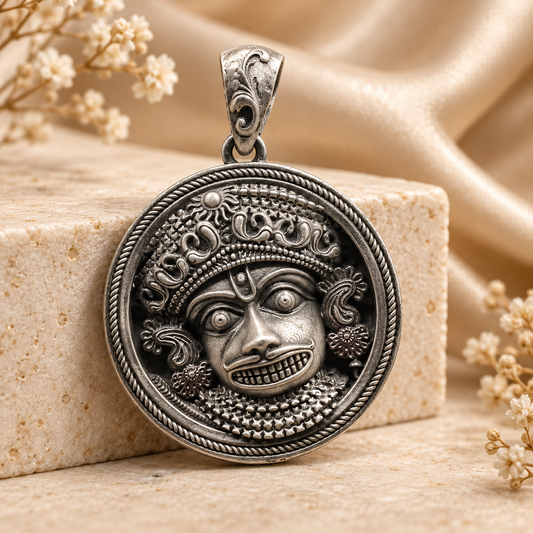 925 Silver Sarangpur Hanuman Mukharvind Pendant – 11 g (Strength & Protection)