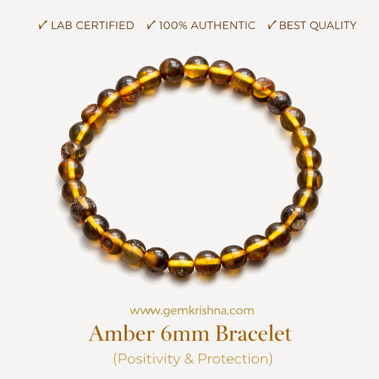 Amber 6mm Bracelet (Positivity & Protection) premium GemKrishna product cover