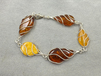Amber bracelet sterling silver   10.97 gram