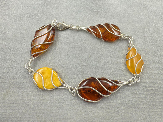 Amber bracelet sterling silver   10.97 gram