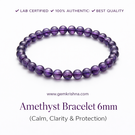 Amethyst Bracelet 6mm (Calm, Clarity & Protection) premium GemKrishna product cover