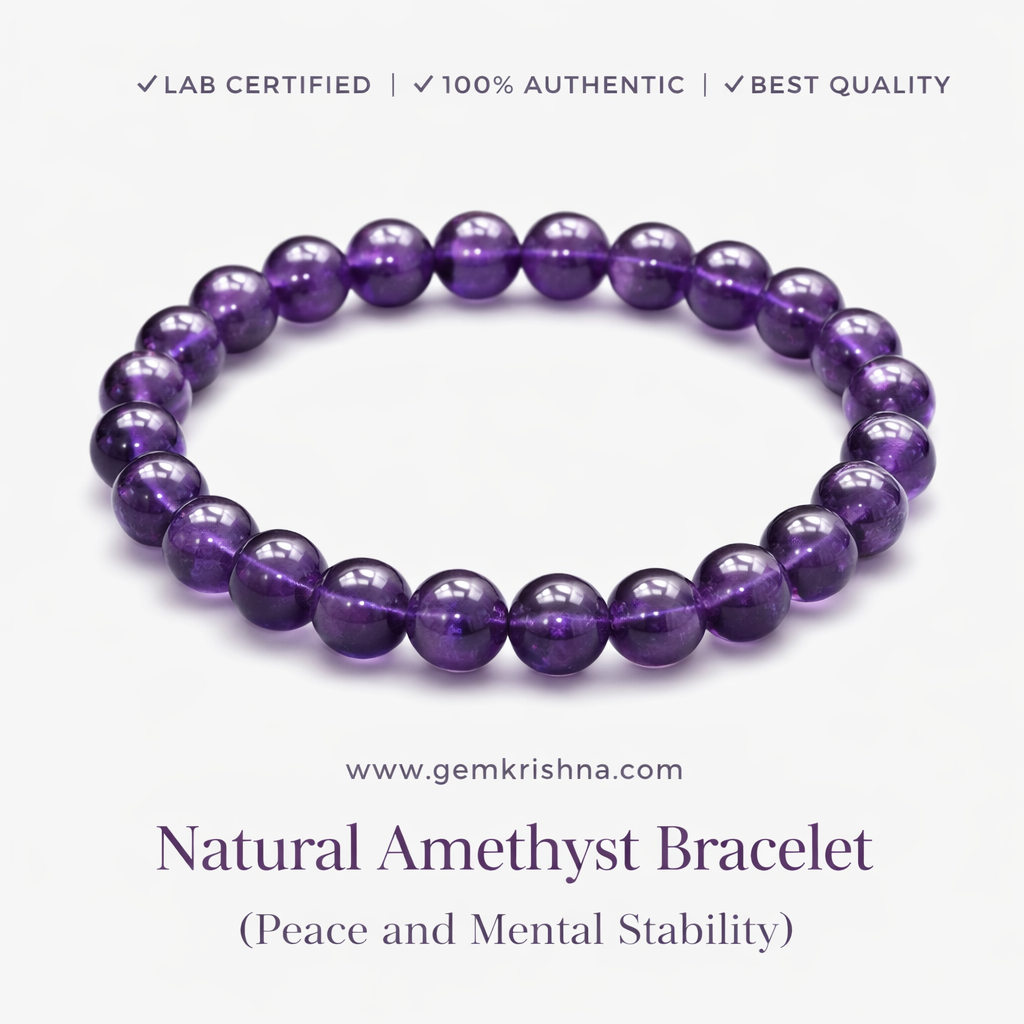 Natural Amethyst Bracelet (Peace and Mental Stability) premium GemKrishna product cover
