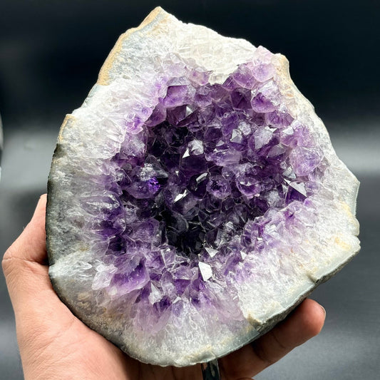 Amethyst Cluster Raw Geode Cave with Stand - GemKrishna