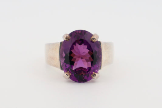 Amethyst Silver Ring High Polish (Sterling Silver)