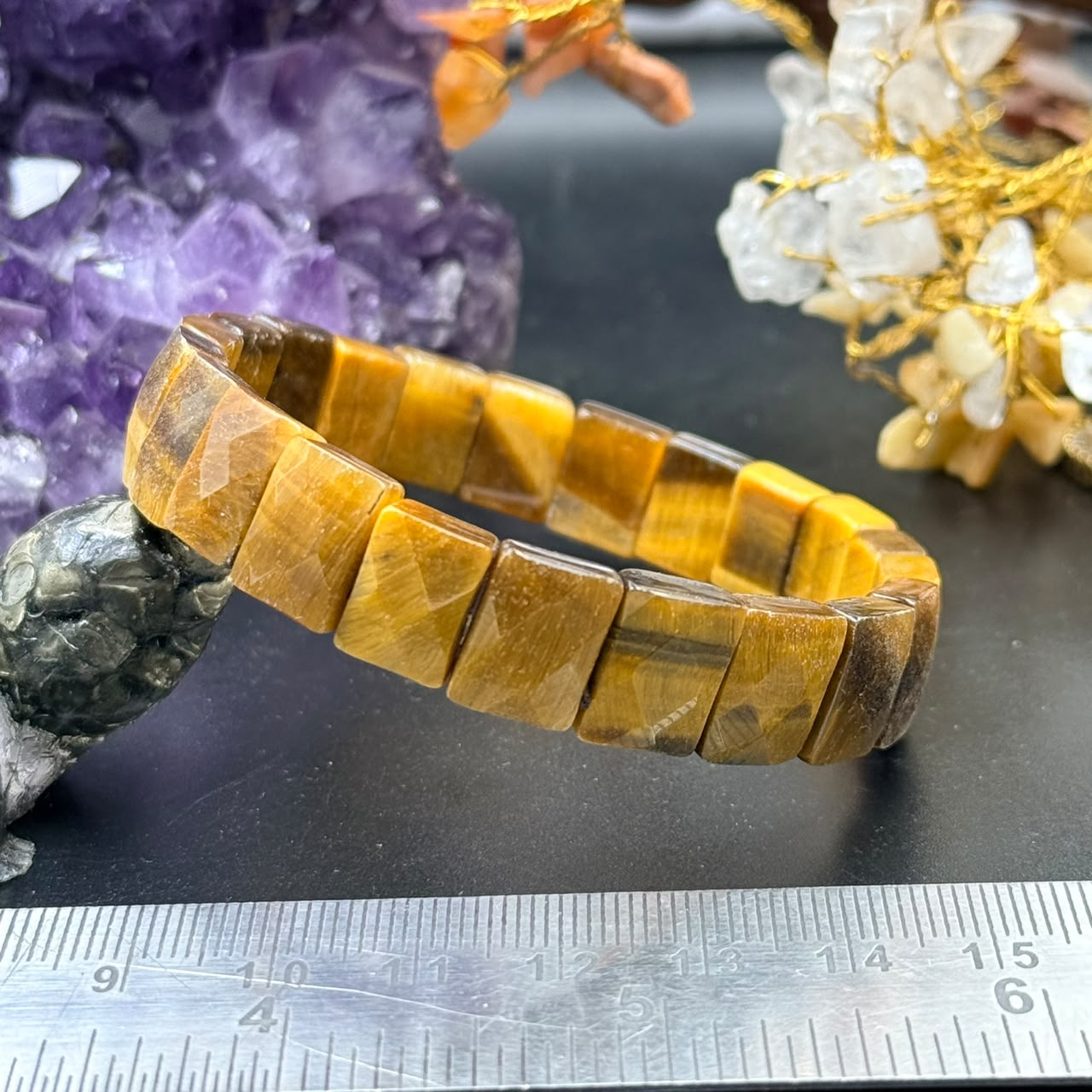 Tiger Eye Square Bead Bracelet (Confidence & Protection)