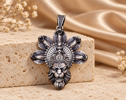 925 Silver Narsimha with Cobra Hood Pendant – 15 g (Protection & Courage)