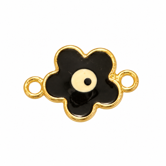 Black Flower Evil Eye Charm