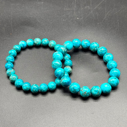 Chrysocolla Bracelet | Polished Round Blue-Green Beads with Matrix Patterns | Stretchable Unisex Crystal Bracelet | Lab Certified | Calm Communication & Emotional Balance