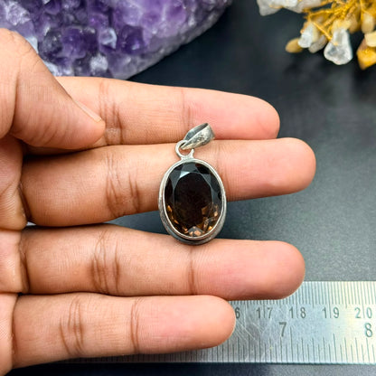 Smoky Quartz 925 Silver Locket (Protection & Grounding)