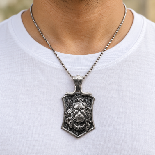 925 Silver Hanuman Ji (Pavanputra) Pendant – 13 g (Strength & Devotion)