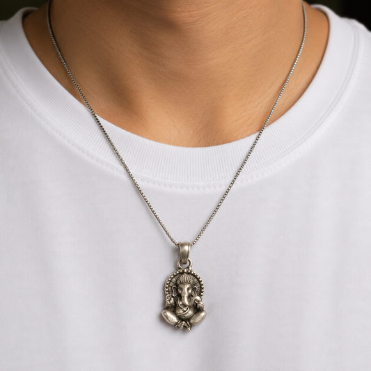 Silver Lord Ganesha Pendant (Wisdom, Prosperity & Obstacle Removal)