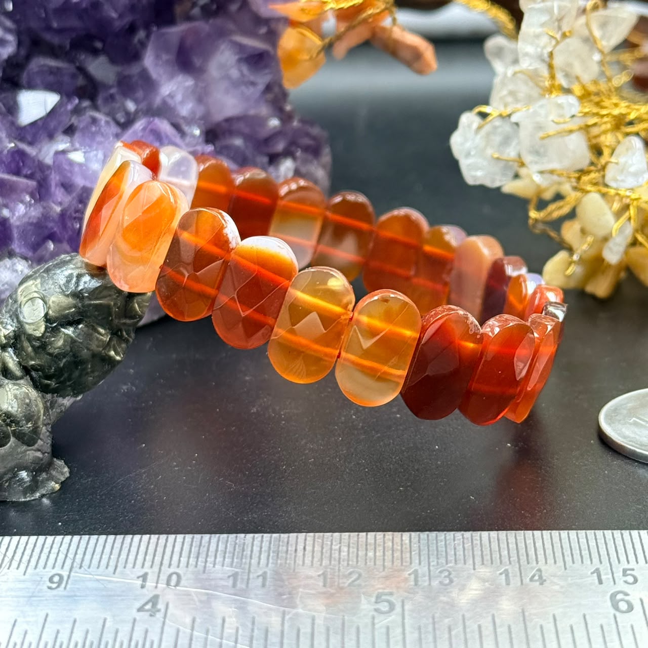 Carnelian Flat Oval Bead Bracelet (Confidence and Vitality)
