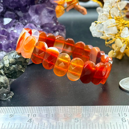 Carnelian Flat Oval Bead Bracelet (Confidence and Vitality)
