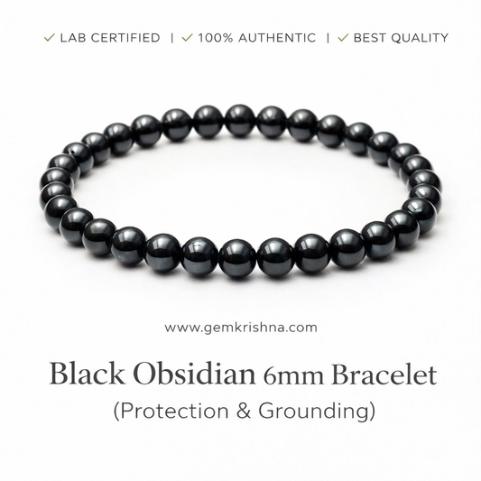 Black Obsidian 6mm Bracelet (Protection & Grounding) premium GemKrishna product cover