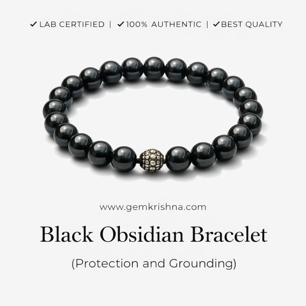 Black Obsidian Bracelet (Protection and Grounding) premium GemKrishna product cover