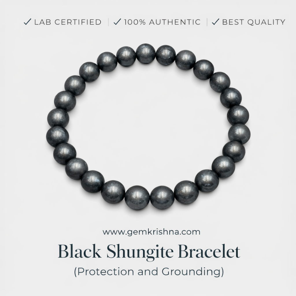 Black Shungite Bracelet (Protection and Grounding) premium GemKrishna product cover