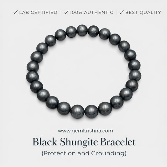 Black Shungite Bracelet (Protection and Grounding) premium GemKrishna product cover