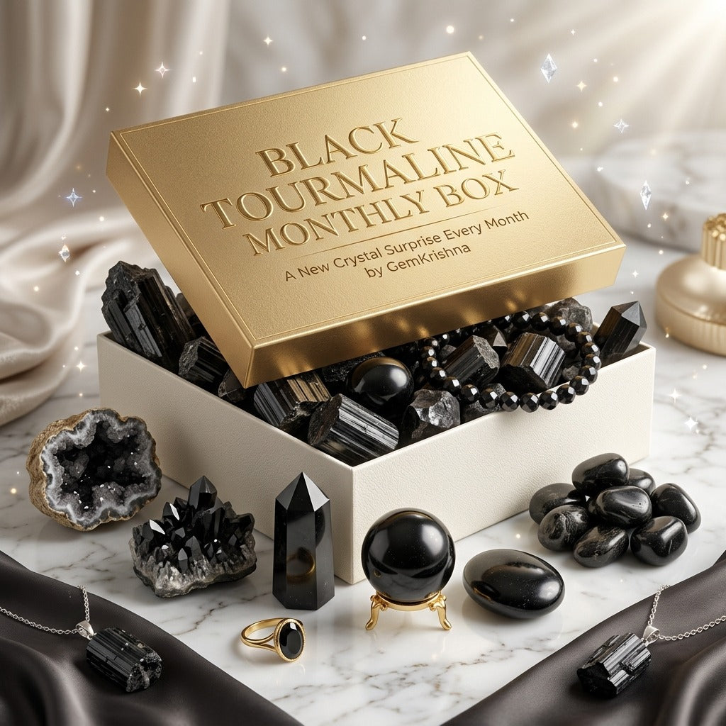 Black Tourmaline Monthly Box – Receive Crystal Gifts Every Month (Protection & Grounding), product view 1