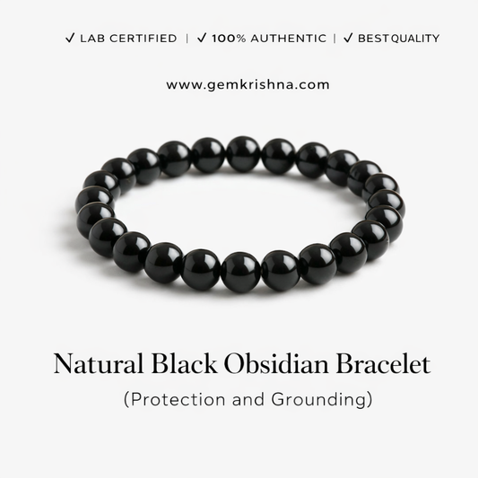 Natural Black Obsidian Bracelet (Protection and Grounding) premium GemKrishna product cover