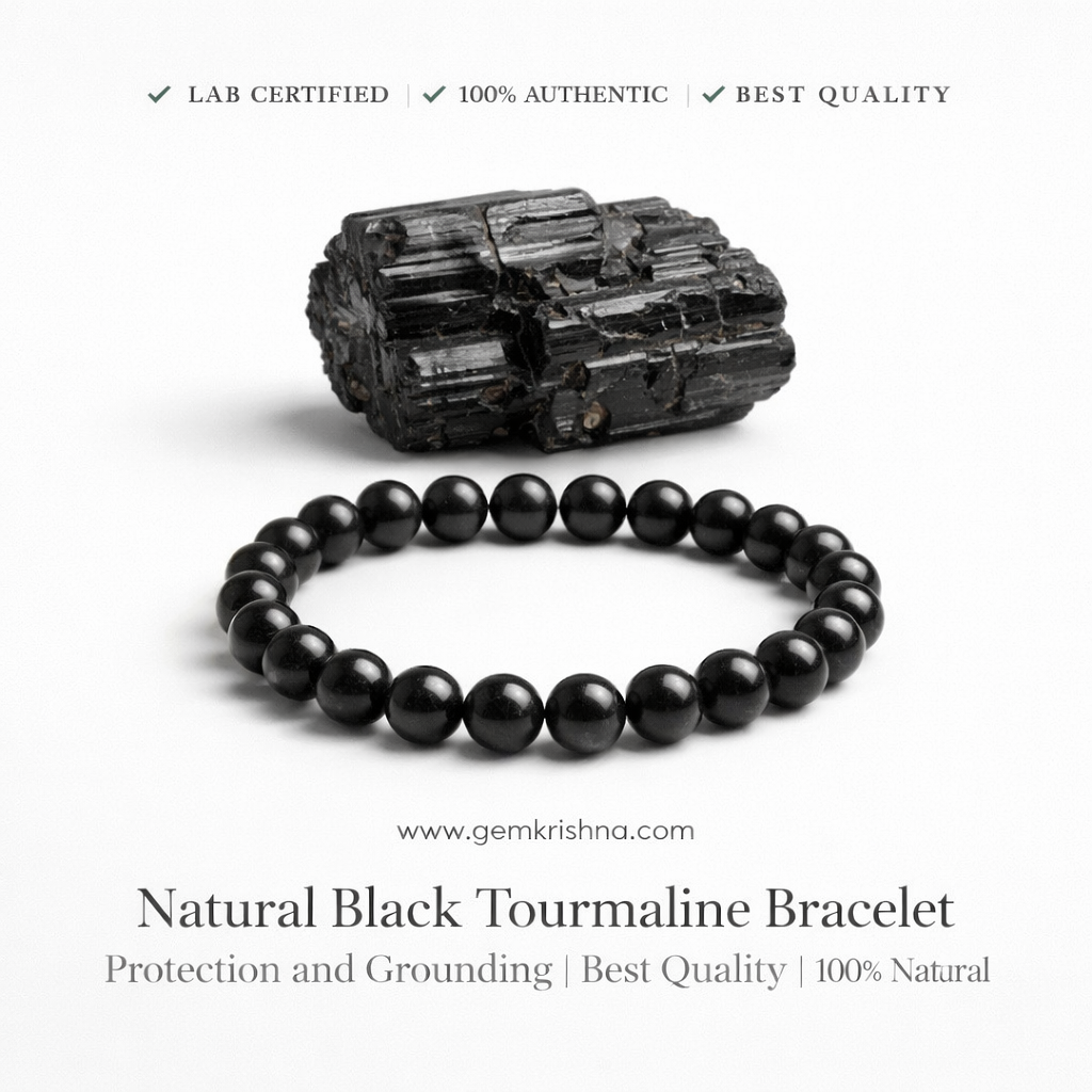Natural Black Tourmaline Bracelet | Protection and Grounding | Best Quality | 100% Natural premium GemKrishna product cover