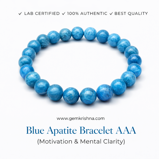 Blue Apatite Bracelet AAA (Motivation & Mental Clarity) premium GemKrishna product cover
