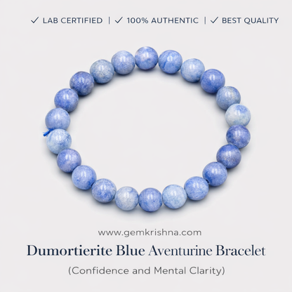Dumortierite Blue Aventurine Bracelet  (Confidence and Mental Clarity) premium GemKrishna product cover