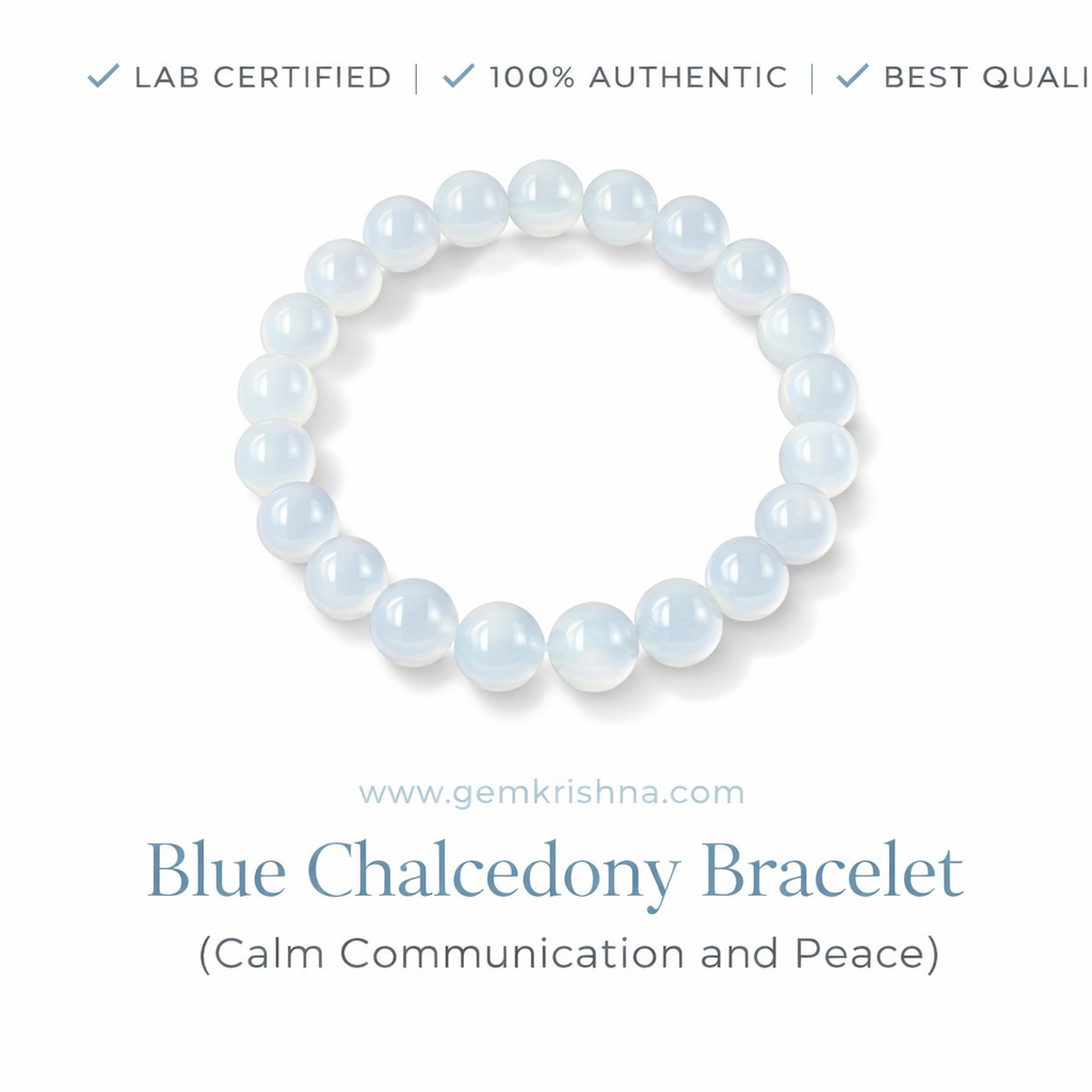 Blue Chalcedony Bracelet (Calm Communication and Peace) premium GemKrishna product cover