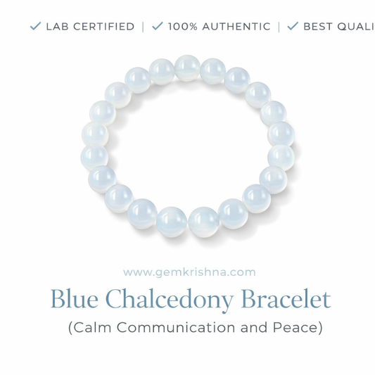 Blue Chalcedony Bracelet (Calm Communication and Peace) premium GemKrishna product cover