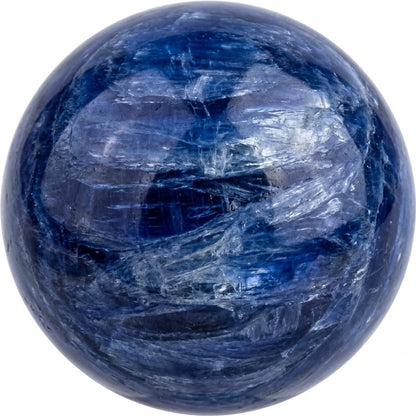 Illustration of a polished blue kyanite bead; natural colour and pattern vary