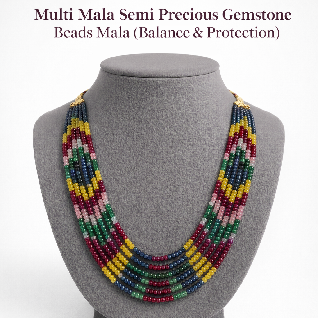 Multi Mala Semi Precious Gemstone Beads Mala 7 Lines | Best Quality premium GemKrishna product cover