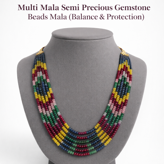 Multi Mala Semi Precious Gemstone Beads Mala 7 Lines | Best Quality premium GemKrishna product cover
