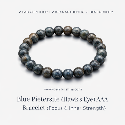 Blue Pietersite (Hawk’s Eye) AAA Bracelet (Focus & Inner Strength) premium GemKrishna product cover