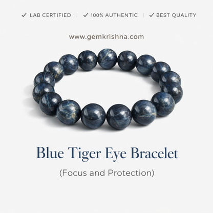 Blue Tiger Eye Bracelet (Focus and Protection) premium GemKrishna product cover